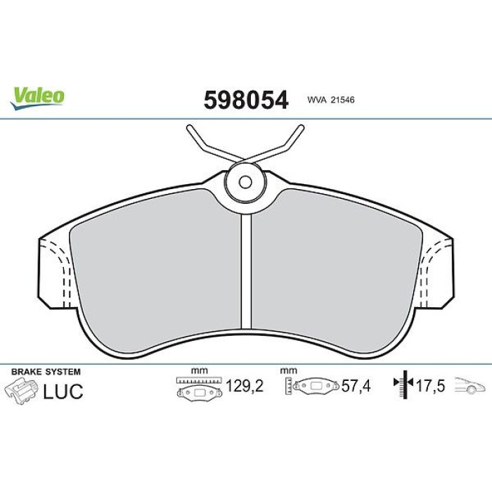 Valeo 598054 Bremsbelagsatz, Scheibenbremse