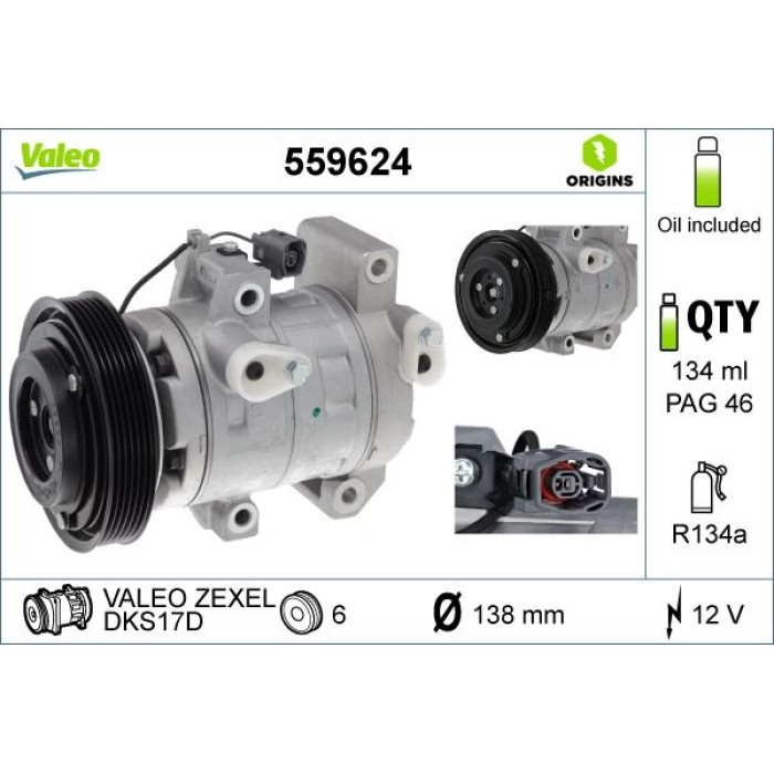 Valeo 559624 Kompressor, Klimaanlage ORIGINS - NEW O.E. TECHNOLOGIE