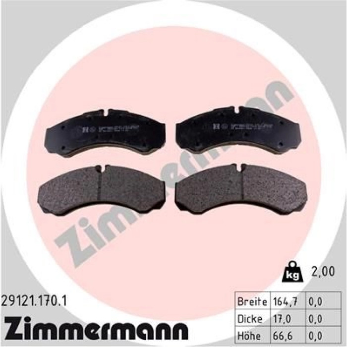 Zimmermann 29121.170.1 Bremsbelagsatz, Scheibenbremse Zimmermann 29121.170.1 Bremsbelagsatz, Scheibenbremse