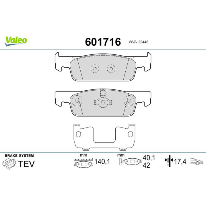 Valeo 601716 Bremsbelagsatz, Scheibenbremse