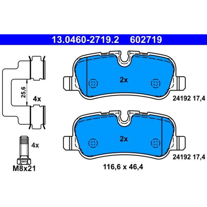 ATE 13.0460-2719.2 Bremsbelagsatz, Scheibenbremse ATE 13.0460-2719.2 Bremsbelagsatz, Scheibenbremse
