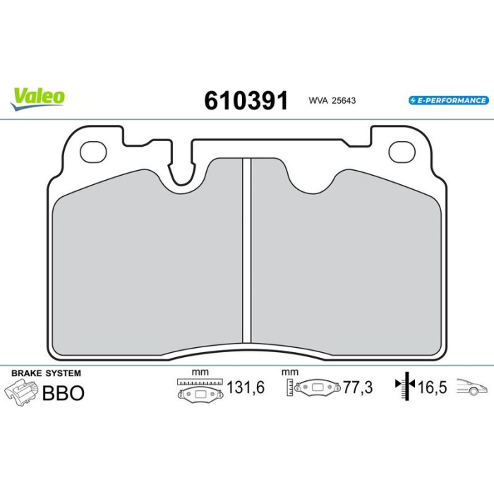 Valeo 610391 Bremsbelagsatz, Scheibenbremse E-PERFORMANCE Valeo 610391 Bremsbelagsatz, Scheibenbremse E-PERFORMANCE