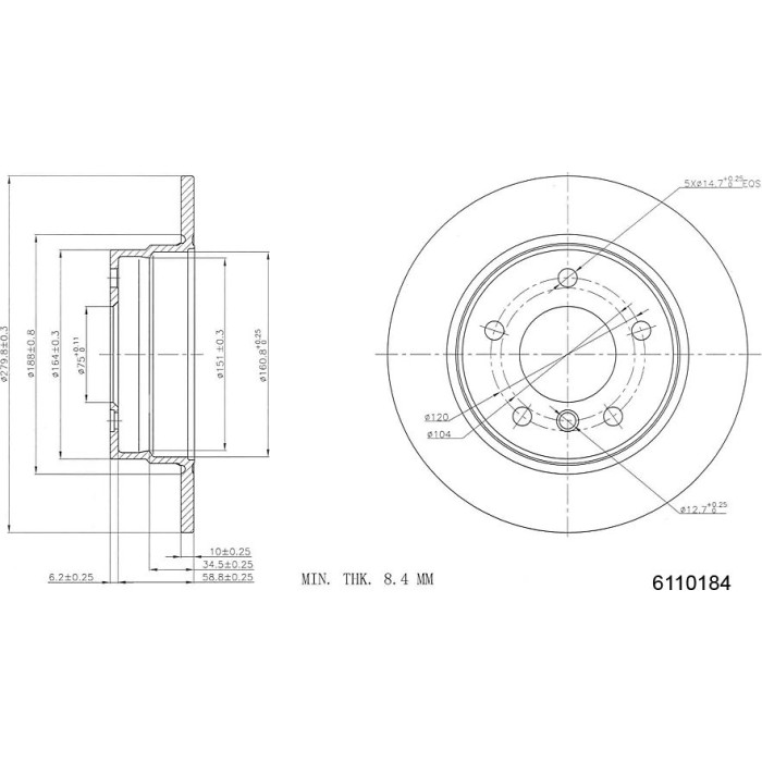 Metzger 6110184 Bremsscheibe