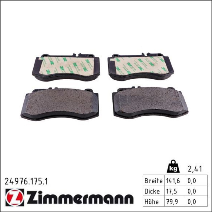 Zimmermann 24976.175.1 Bremsbelagsatz, Scheibenbremse Zimmermann 24976.175.1 Bremsbelagsatz, Scheibenbremse