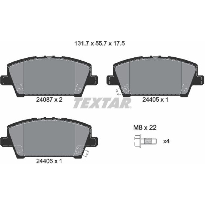 Textar 2408701 Bremsbelagsatz, Scheibenbremse Q+ Textar 2408701 Bremsbelagsatz, Scheibenbremse Q+