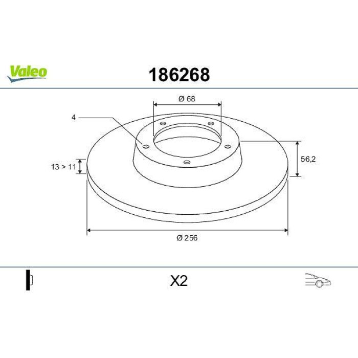 Valeo 186268 Bremsscheibe Valeo 186268 Bremsscheibe