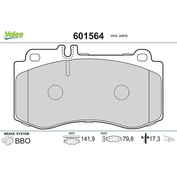 Valeo 601564 Bremsbelagsatz, Scheibenbremse
