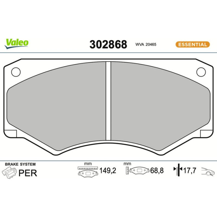 Valeo 302868 Bremsbelagsatz, Scheibenbremse ESSENTIAL
