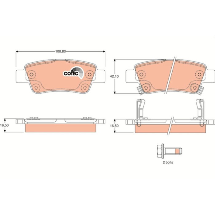 TRW GDB3446 Bremsbelagsatz, Scheibenbremse COTEC
