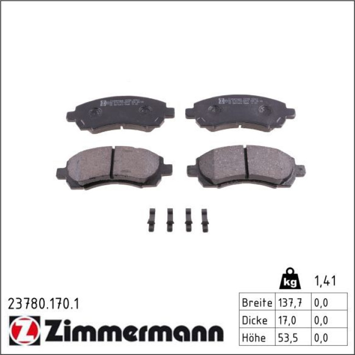 Zimmermann 23780.170.1 Bremsbelagsatz, Scheibenbremse Zimmermann 23780.170.1 Bremsbelagsatz, Scheibenbremse