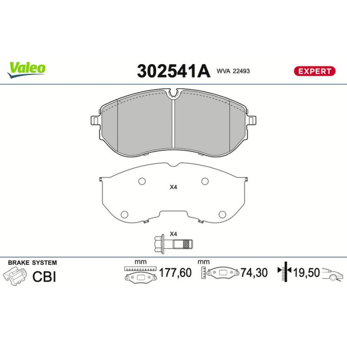 Valeo 302541A Bremsbelagsatz, Scheibenbremse EXPERT Valeo 302541A Bremsbelagsatz, Scheibenbremse EXPERT