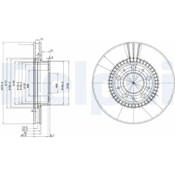 Delphi BG2719 Bremsscheibe Delphi BG2719 Bremsscheibe