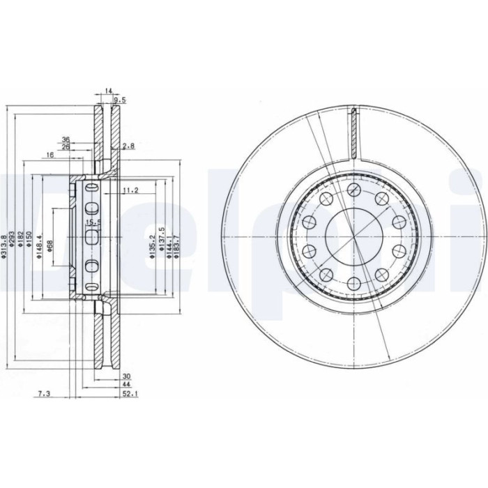 Delphi BG3033 Bremsscheibe