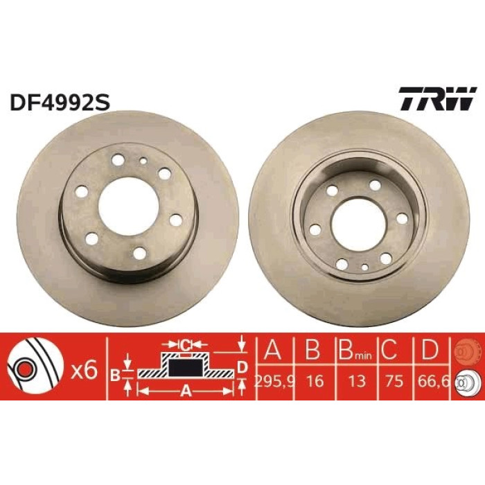 TRW DF4992S Bremsscheibe SINGLE TRW DF4992S Bremsscheibe SINGLE