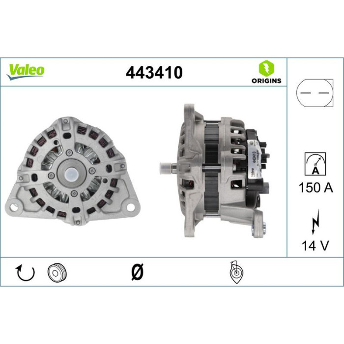 Valeo 443410 Generator ORIGINS - NEW O.E. TECHNOLOGIE Valeo 443410 Generator ORIGINS - NEW O.E. TECHNOLOGIE