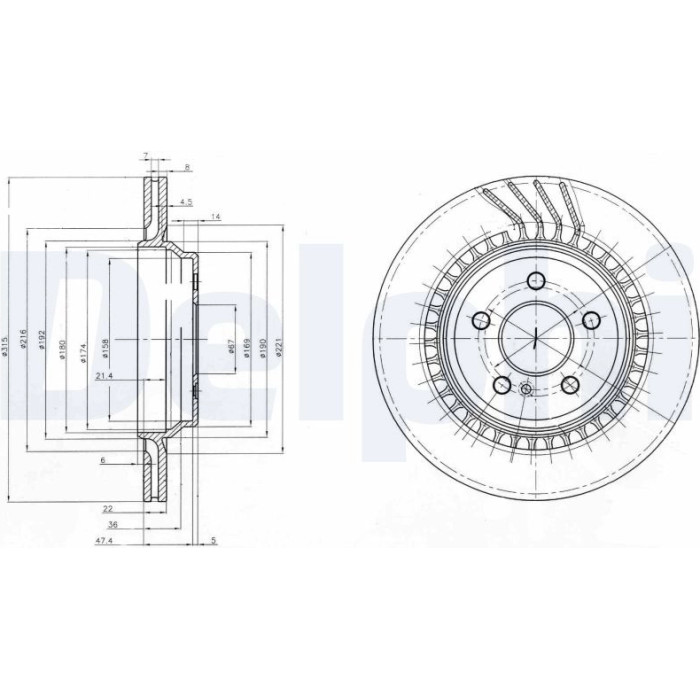 Delphi BG3727 Bremsscheibe Delphi BG3727 Bremsscheibe