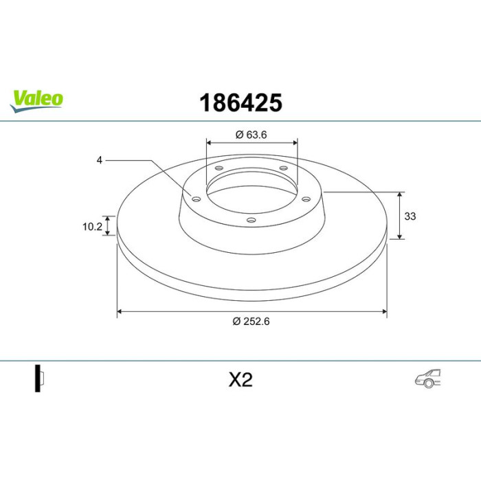 Valeo 186425 Bremsscheibe Valeo 186425 Bremsscheibe