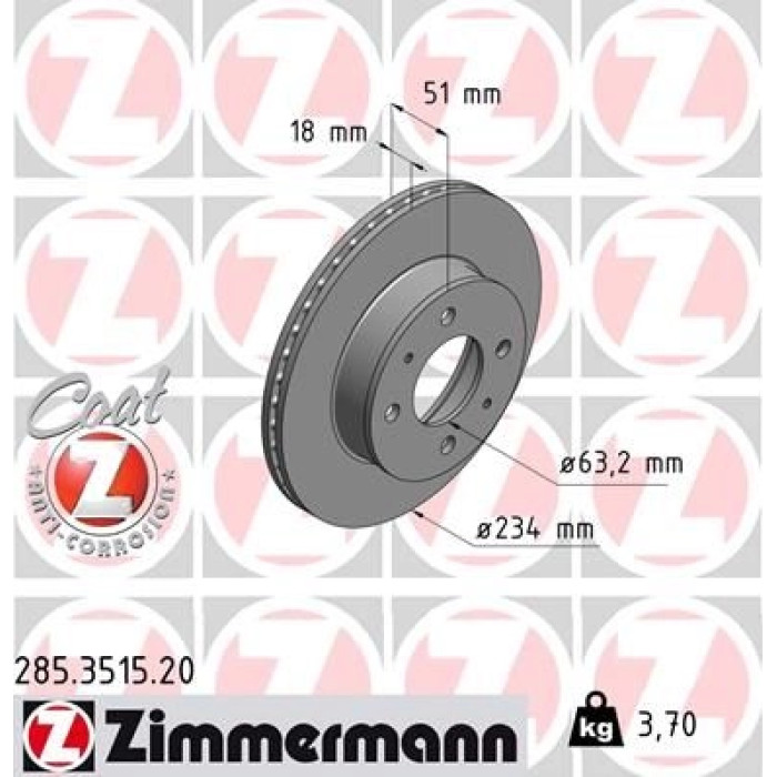 Zimmermann 285.3515.20 Bremsscheibe Coat Z