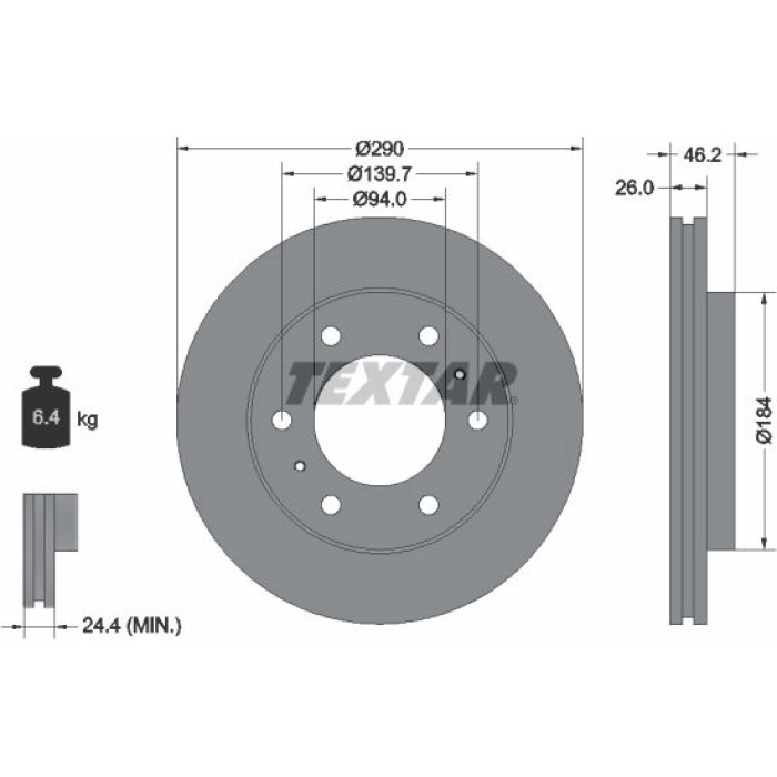 Textar 92128803 Bremsscheibe PRO