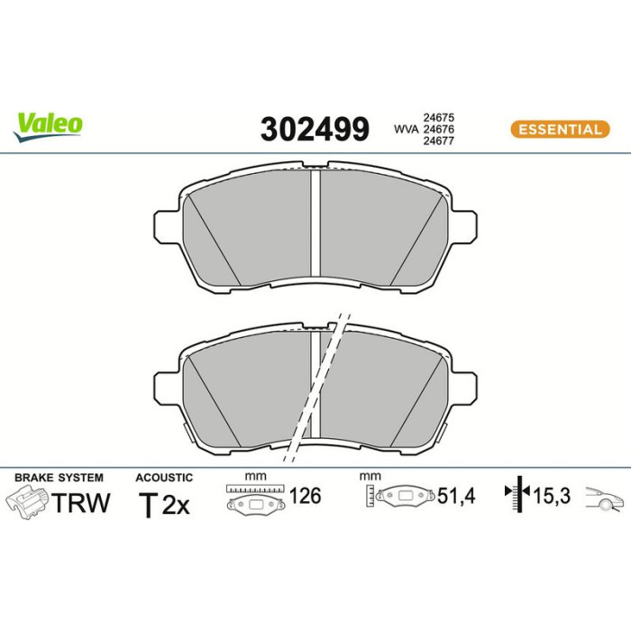 Valeo 302499 Bremsbelagsatz, Scheibenbremse ESSENTIAL