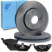 BLUE PRINT ADV184301 Bremsscheibe 256mm + ADV184201 Bremsbeläge Vorderachse, inkl. Warnkontakt, mit Kolbenclip, Anti-Quietsch-Blech
