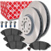 FEBI BILSTEIN 43929 Bremsscheiben 314mm + 16868 Bremsbeläge Vorderachse, inkl. Warnkontakt, mit Schraubensatz