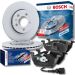 BOSCH 0 986 478 853 Bremsscheibe 255,7mm + 0 986 494 019 Bremsbeläge Low-Metallic, mit Verschleißsensor, Kolbenclip, Anti-Quietsch-Blech