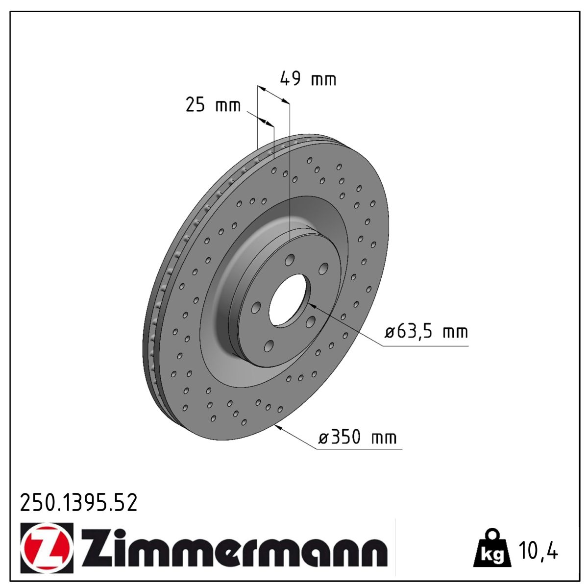 Zimmermann Bremsscheibe SPORT Z 250.1395.52 Zimmermann Bremsscheibe SPORT Z 250.1395.52