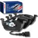 BOSCH 0 986 494 019 Bremsbeläge Low-Metallic, mit integriertem Verschleißsensor, Kolbenclip, Anti-Quietsch-Blech