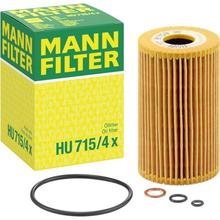 MANN-FILTER HU 715/4 x Ölfilter mit Dichtung, Filtereinsatz MANN-FILTER HU 715/4 x Ölfilter mit Dichtung, Filtereinsatz