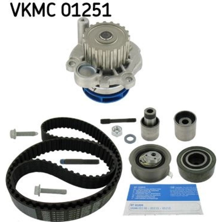 SKF VKMC 01251 Wasserpumpe + Zahnriemensatz mit Stehbolzen, Zähnez.: 141, mit trapezförmigen Zahnprofil, Kunststoff