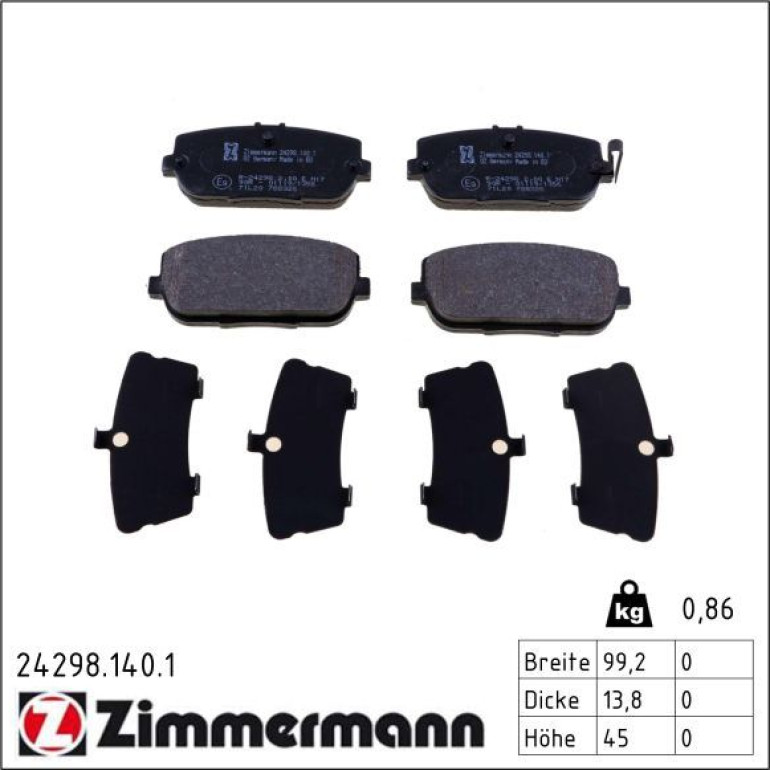 Bremsbelagsatz, Scheibenbremse 24298.140.1 Bremsbelagsatz, Scheibenbremse 24298.140.1