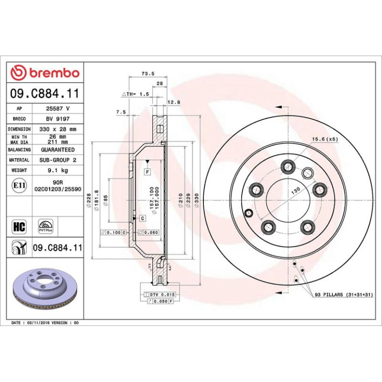 Bremsscheibe 09.C884.11