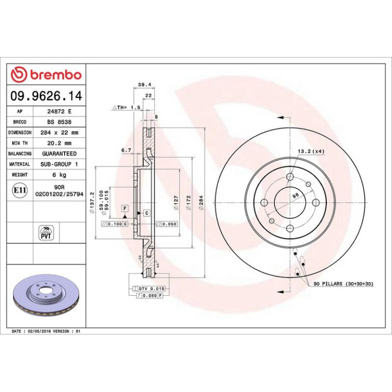 Bremsscheibe 09.9626.14