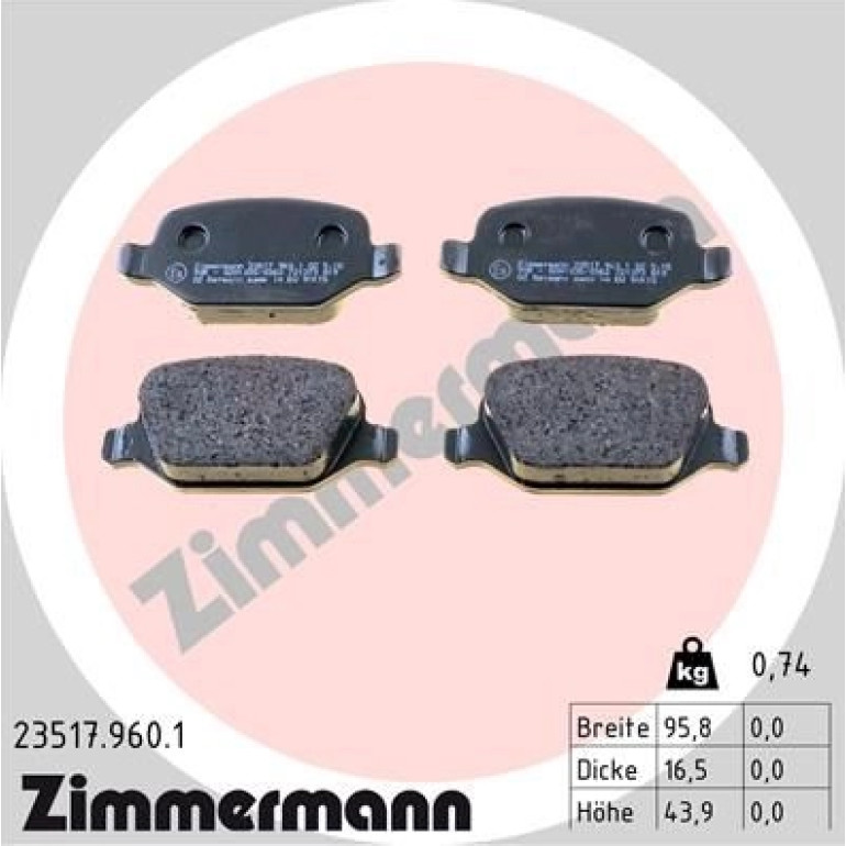 Bremsbelagsatz, Scheibenbremse 23517.960.1 Bremsbelagsatz, Scheibenbremse 23517.960.1