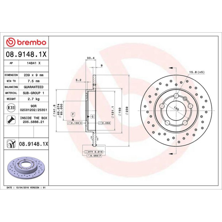 Bremsscheibe 08.9148.1X Bremsscheibe 08.9148.1X