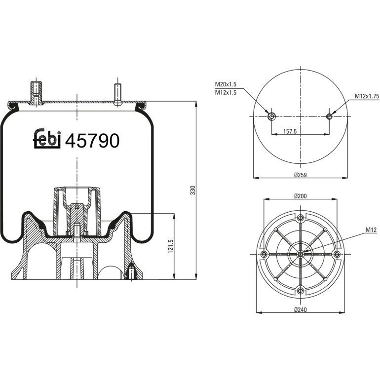 FEBI BILSTEIN 45790 Federbalg, Luftfederung FEBI BILSTEIN 45790 Federbalg, Luftfederung