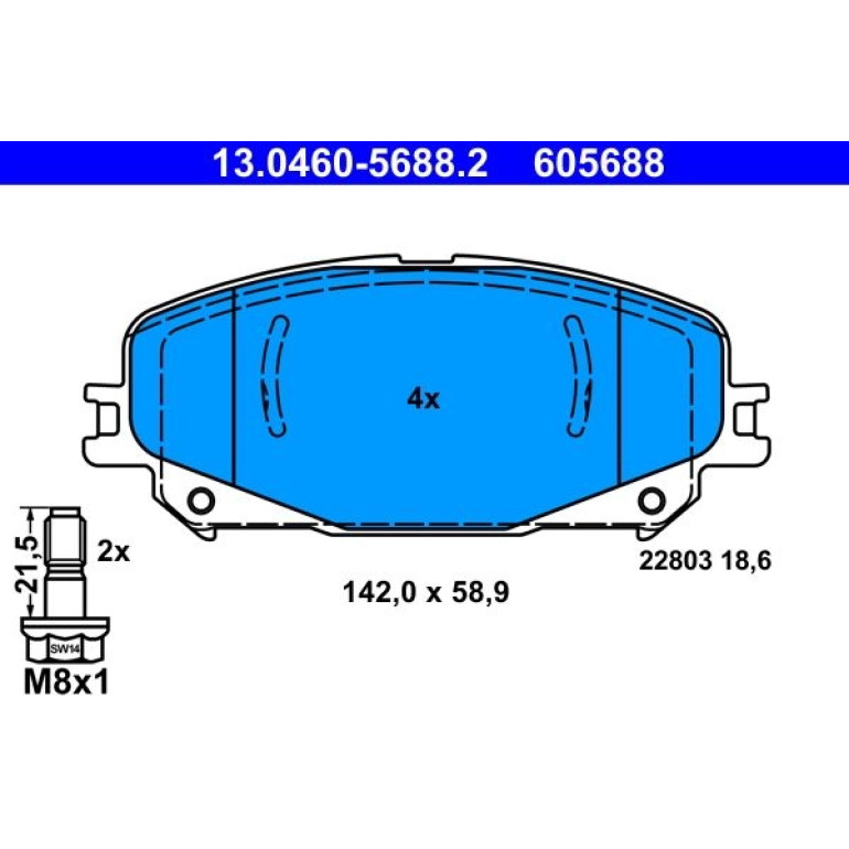 Bremsbelagsatz, Scheibenbremse 13.0460-5688.2 Bremsbelagsatz, Scheibenbremse 13.0460-5688.2