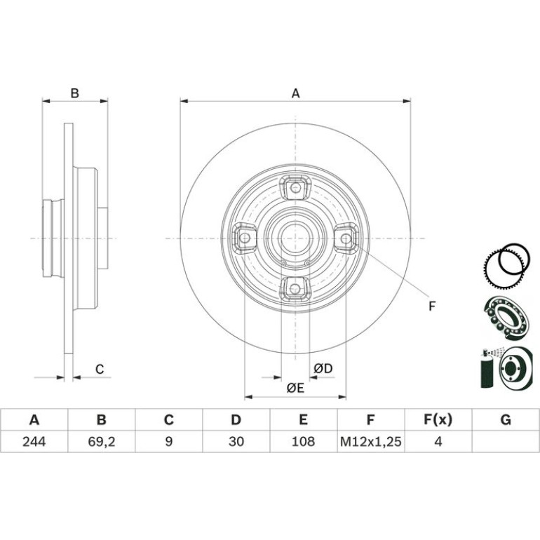 Bremsscheibe 0 986 479 D69 Bremsscheibe 0 986 479 D69