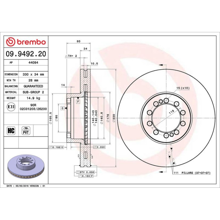 Bremsscheibe 09.9492.20 Bremsscheibe 09.9492.20
