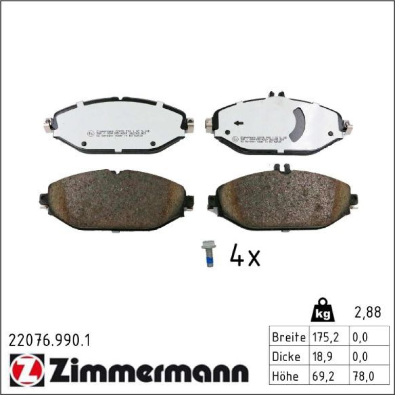 Bremsbelagsatz, Scheibenbremse 22076.990.1