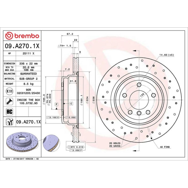 Bremsscheibe 09.A270.1X Bremsscheibe 09.A270.1X