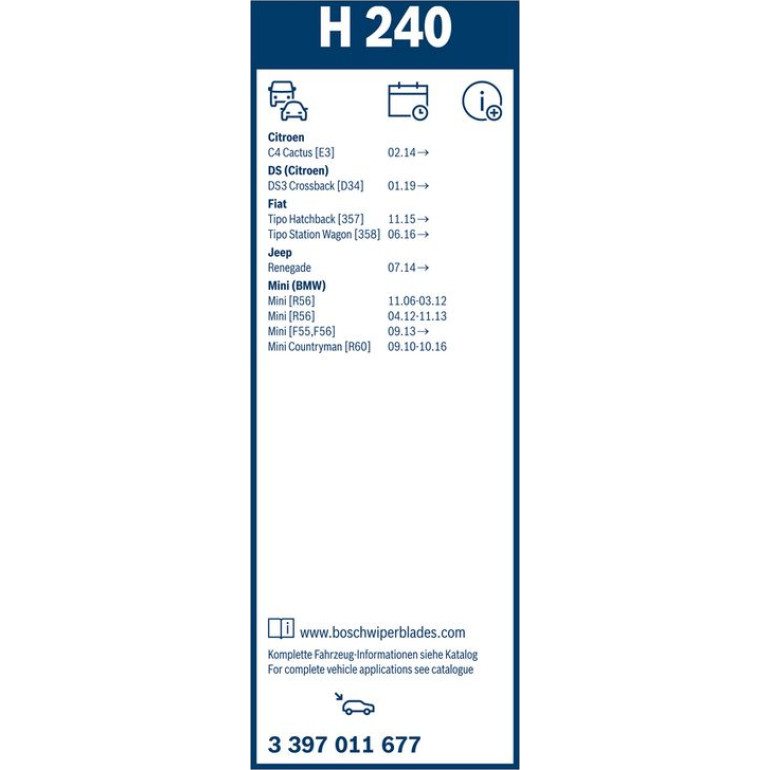BOSCH H 240 Scheibenwischer Rear 3 397 011 677
