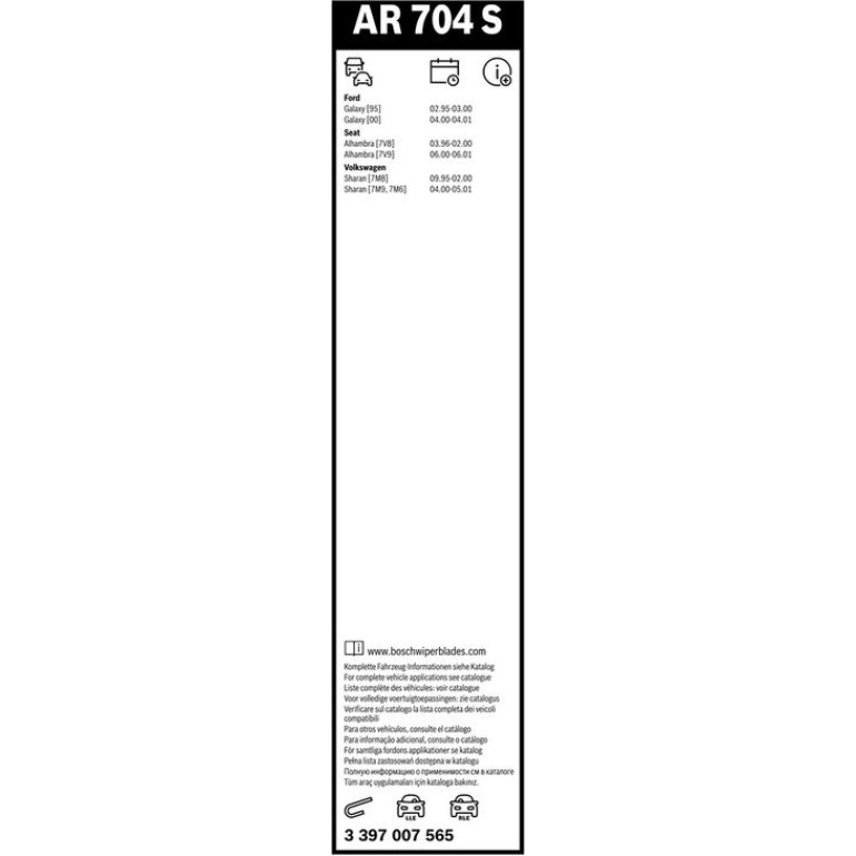 BOSCH AR 704 S Scheibenwischer Rear 3 397 007 565 BOSCH AR 704 S Scheibenwischer Rear 3 397 007 565