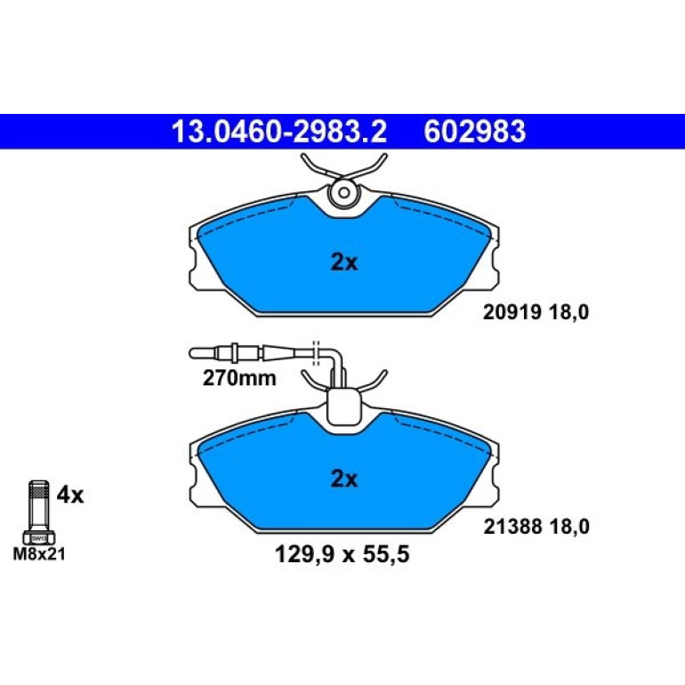 Bremsbelagsatz, Scheibenbremse 13.0460-2983.2 Bremsbelagsatz, Scheibenbremse 13.0460-2983.2