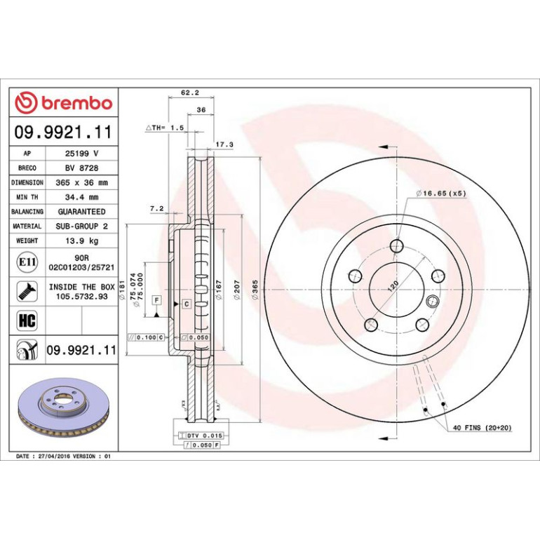 Bremsscheibe 09.9921.11 Bremsscheibe 09.9921.11