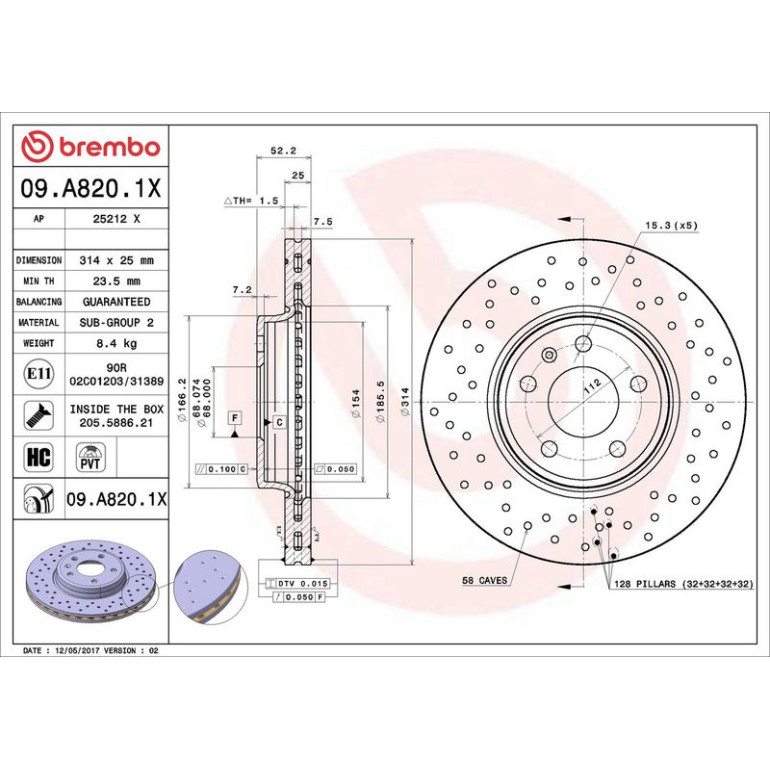 Bremsscheibe 09.A820.1X Bremsscheibe 09.A820.1X