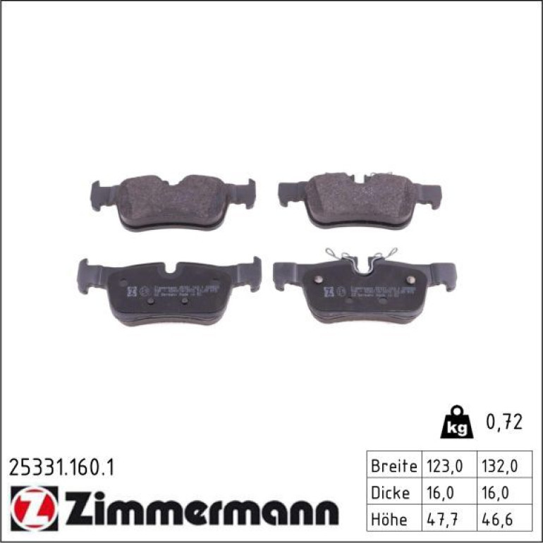 Bremsbelagsatz, Scheibenbremse 25331.160.1 Bremsbelagsatz, Scheibenbremse 25331.160.1
