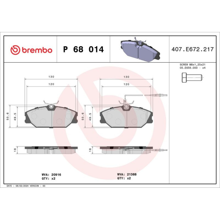 Bremsbelagsatz, Scheibenbremse P 68 014 Bremsbelagsatz, Scheibenbremse P 68 014