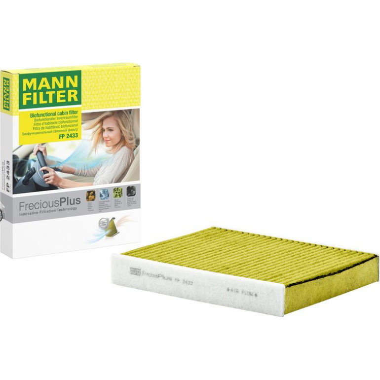 MANN-FILTER FP 2433 Innenraumfilter FreciousPlus Aktivkohlefilter mit Polyphenol, antibakteriell, Feinstaubfilter (PM 2.5) MANN-FILTER FP 2433 Innenraumfilter FreciousPlus Aktivkohlefilter mit Polyphenol, antibakteriell, Feinstaubfilter (PM 2.5)